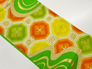 流水に蜀江文様織出し袋帯